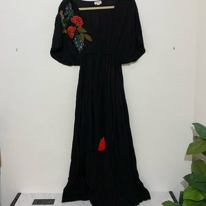 Black maxi dress with embroidery by World Market size s/m